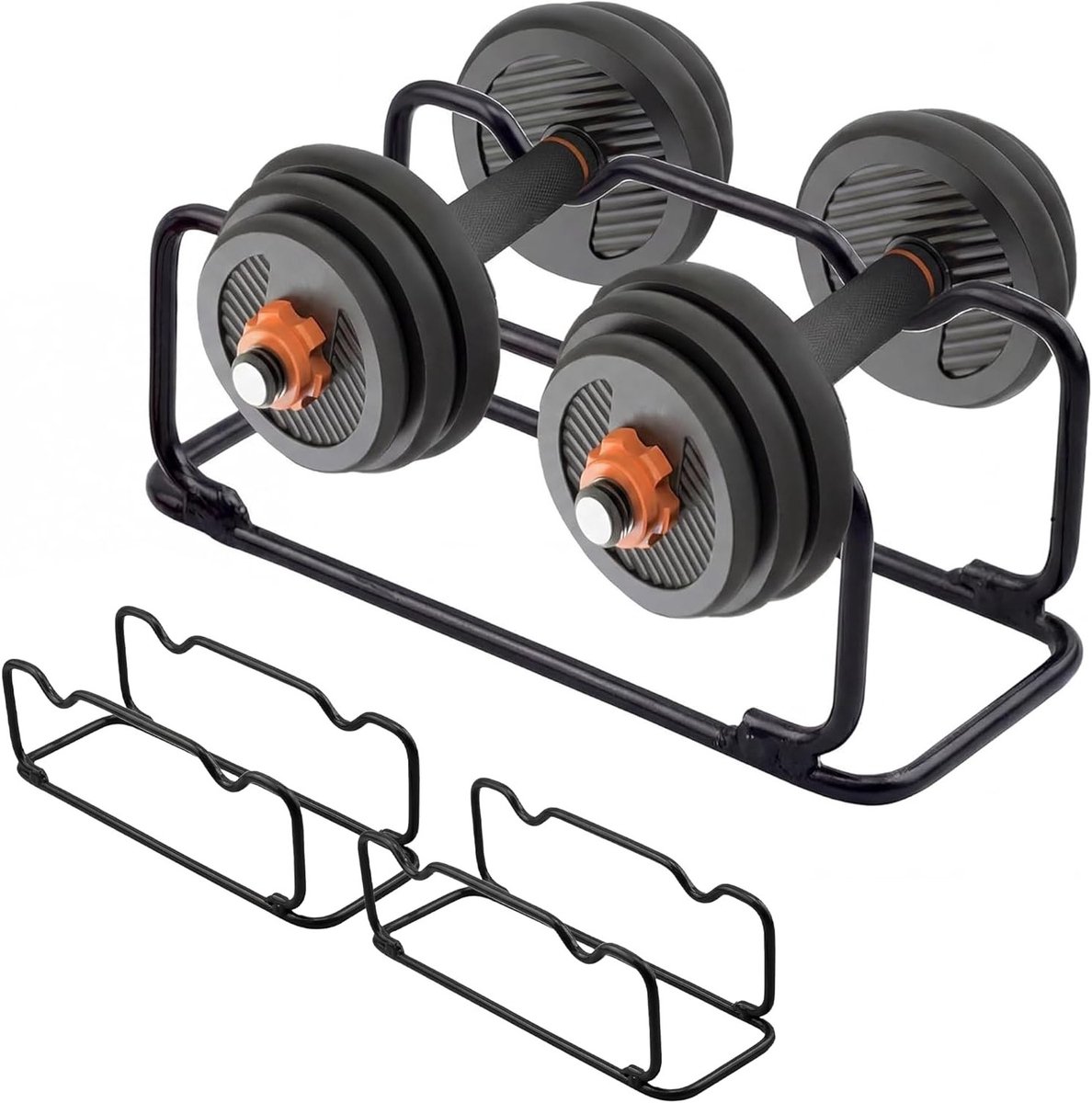 Multifunctionele Dumbbell Stand voor Thuis en Gym - 2 Stuks - Compacte Barbell Houder 30x11x10 cm in Zwart