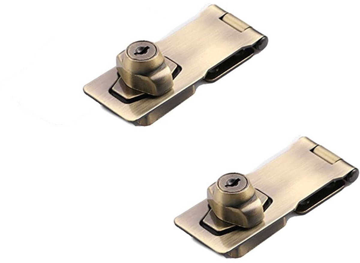 Dailygoods - Dailygoody - Lade Hasps hangslot - Kastdeur slot - Duurzaam en veilig - Brons - Meubilair vergrendeling - Geschikt voor kasten en deuren - 2 stuks