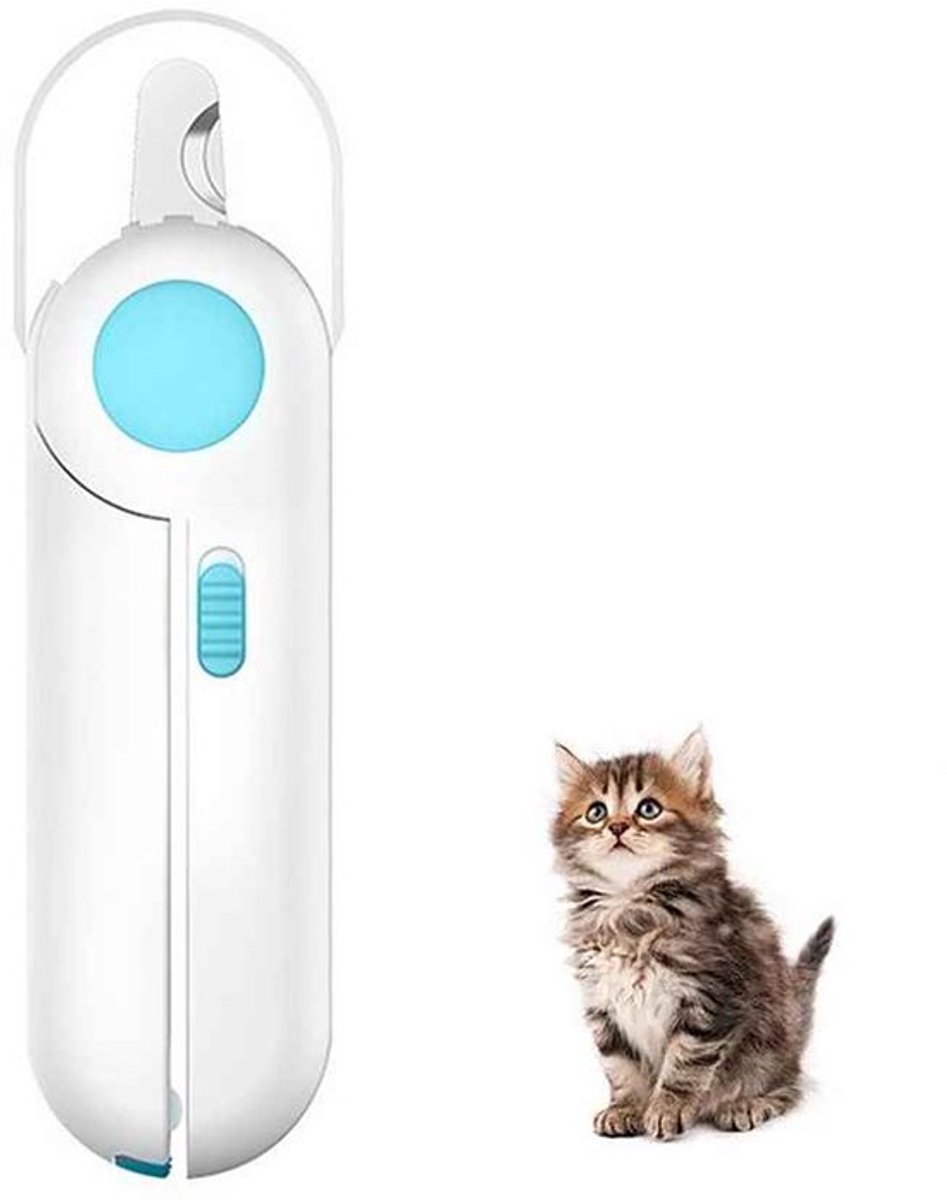 Nagelknipper voor katten met LED-verlichting, 2-in-1 nagelknipper - blauw