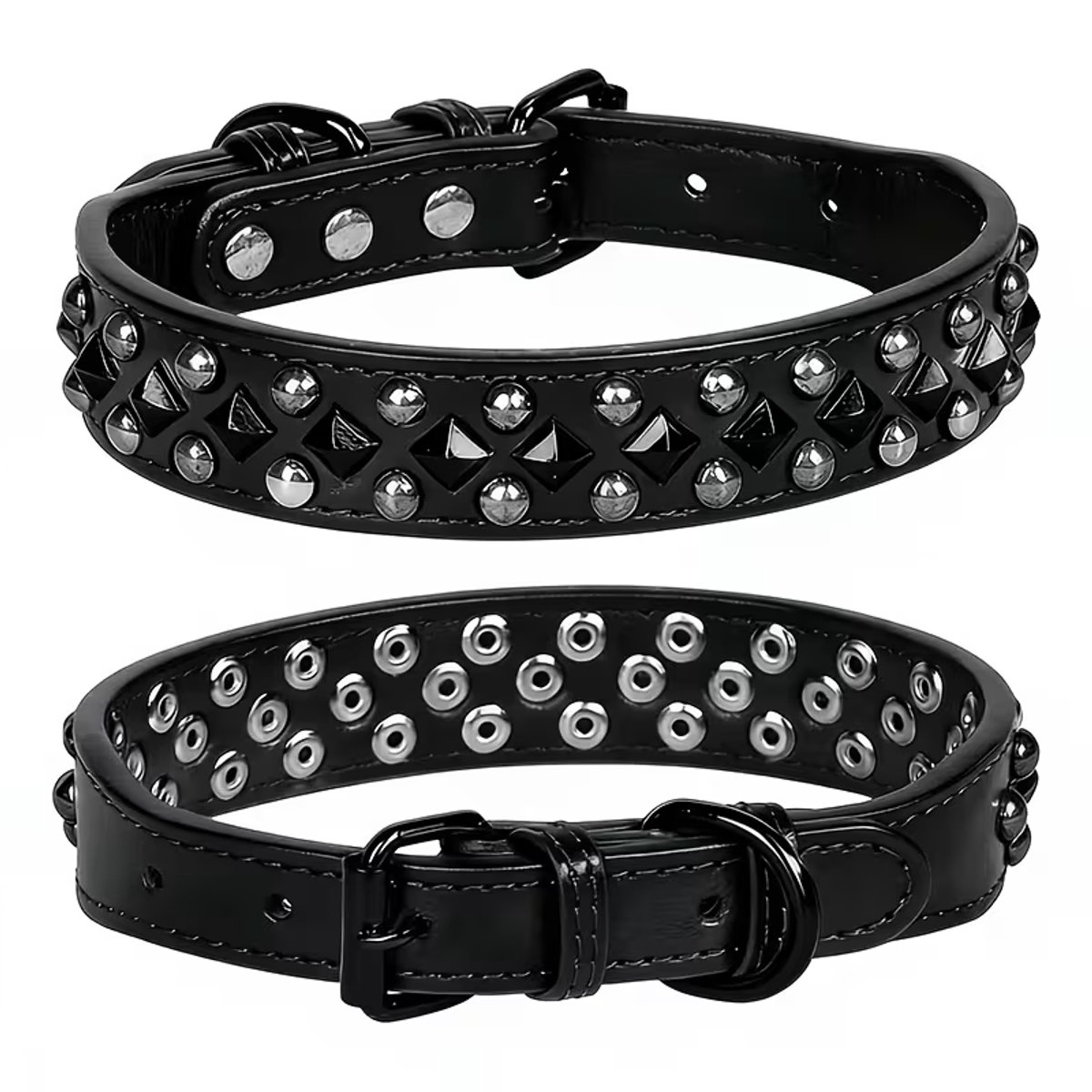 Hondenhalsband Studs | Luxe Leren Studs Halsband | Zwart | Maat S | Studs Halsband Premium Leer | Stevige luxe hondenhalsband | MAXIMUS Halsband Petshop Seven®