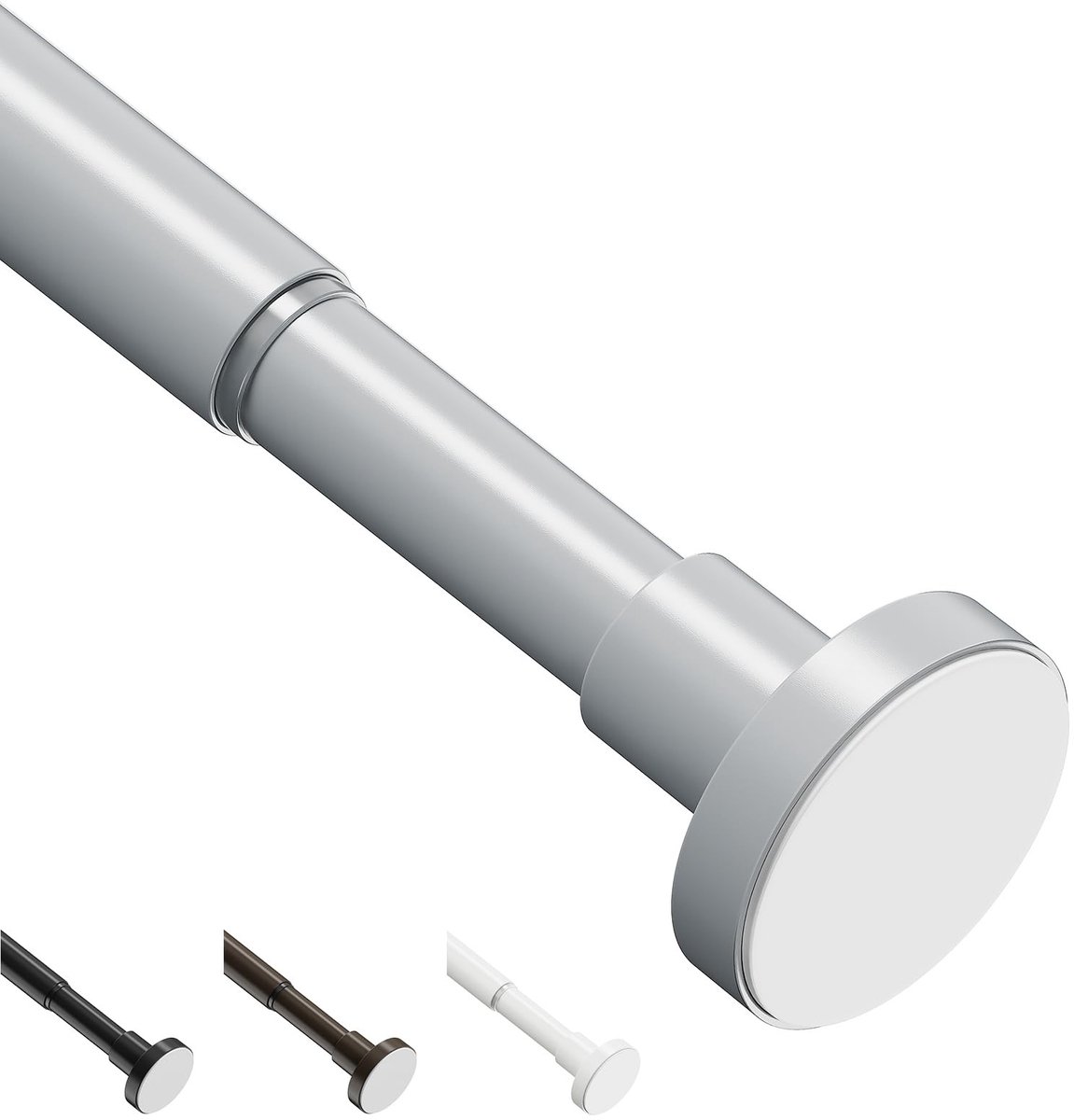 Dailygoods - Dailygoody - Uitschuifbare Gordijnspanstang - Douchegordijnstang - Geen boren nodig - Grijs - Sterke veerstang - Ideaal voor badkamer en slaapkamer