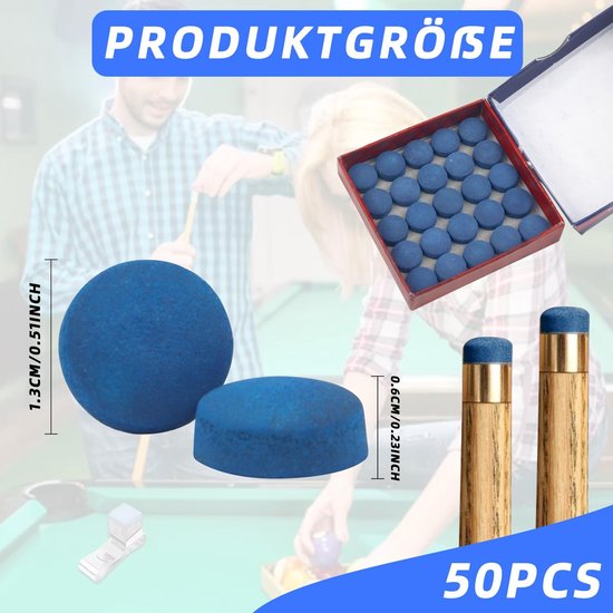 Dailygoods - Cosensi - Dailygoody - Billiard Cue Tips - 50 Stuks Set - Perfect voor Spelers - Blauw - Vervangingspunten voor Biljart - Voor Snooker en Biljarttafels van Dailygoods — afbeelding 3
