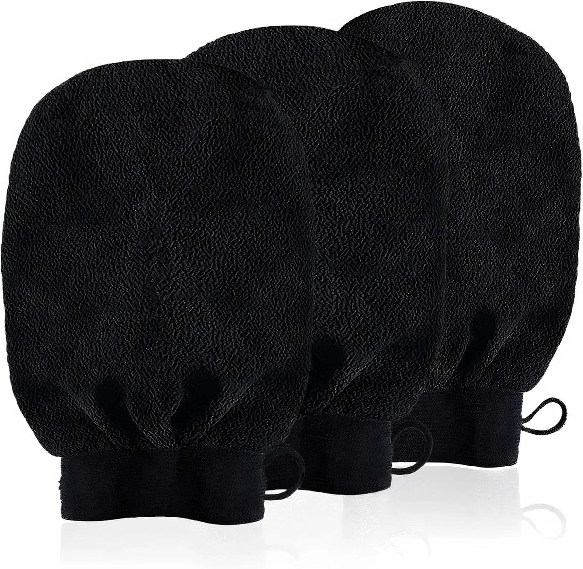 Exfoliërende Handschoenen voor Lichaamsverzorging, 150D Unisex Douchehandschoenen, Peeling en Scrub Effect, Zwart