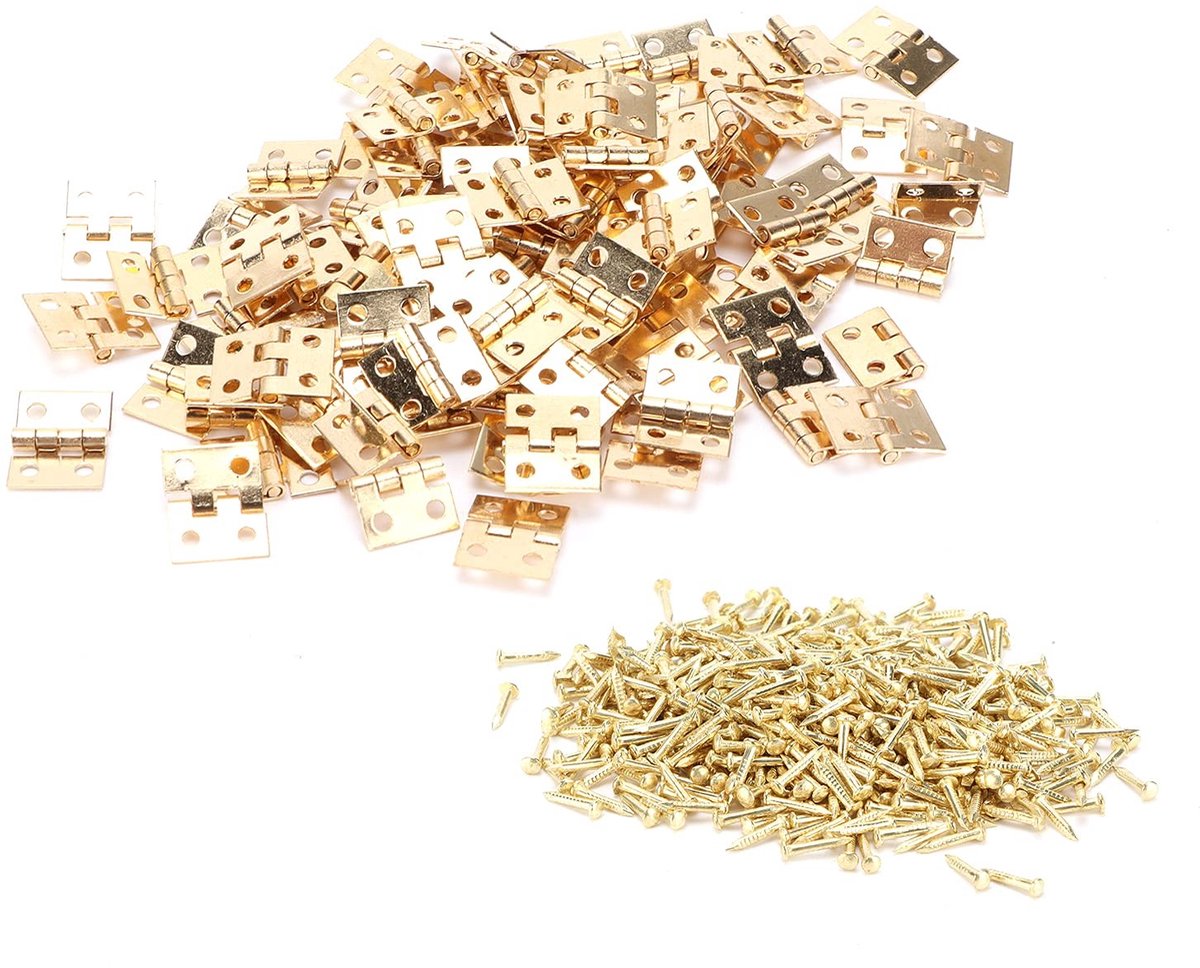 Dailygoods - Mini Scharnieren 100 Stuks Retro Koper met 400 Montageschroeven