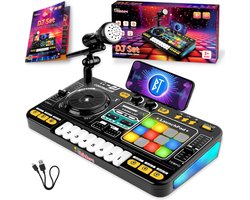 DJ Set Kinderen met Leerboekje - Oplaadbaar - Bluetooth - Microfoon - Speelgoed Muziekspeler - DJ Mixer Kids