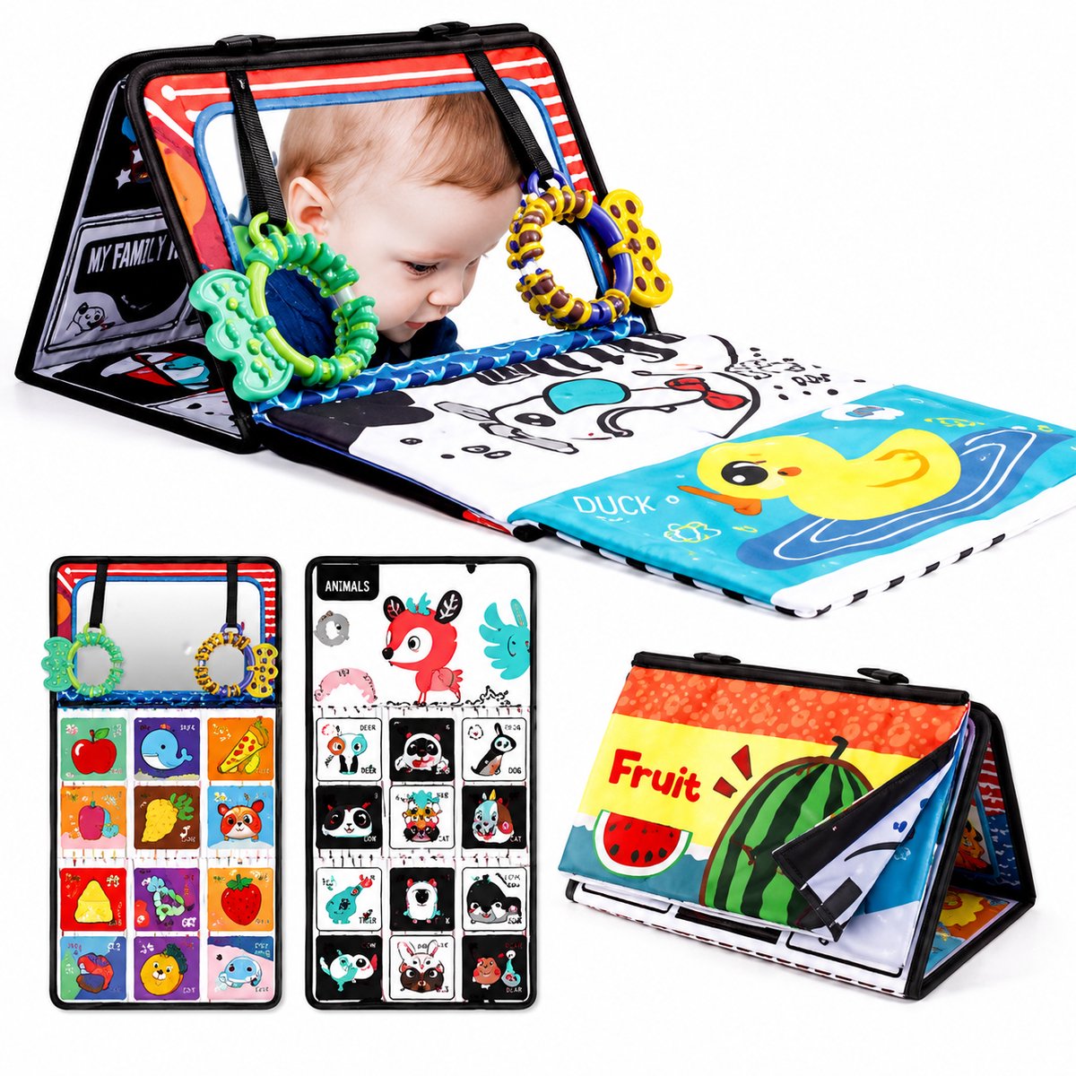 Buikligtrainer Baby - Sensorisch - Montessori Speelgoed - Knisperboekje Baby - Baby speelgoed 6 maanden - Educatief speelgoed - Tummy Time