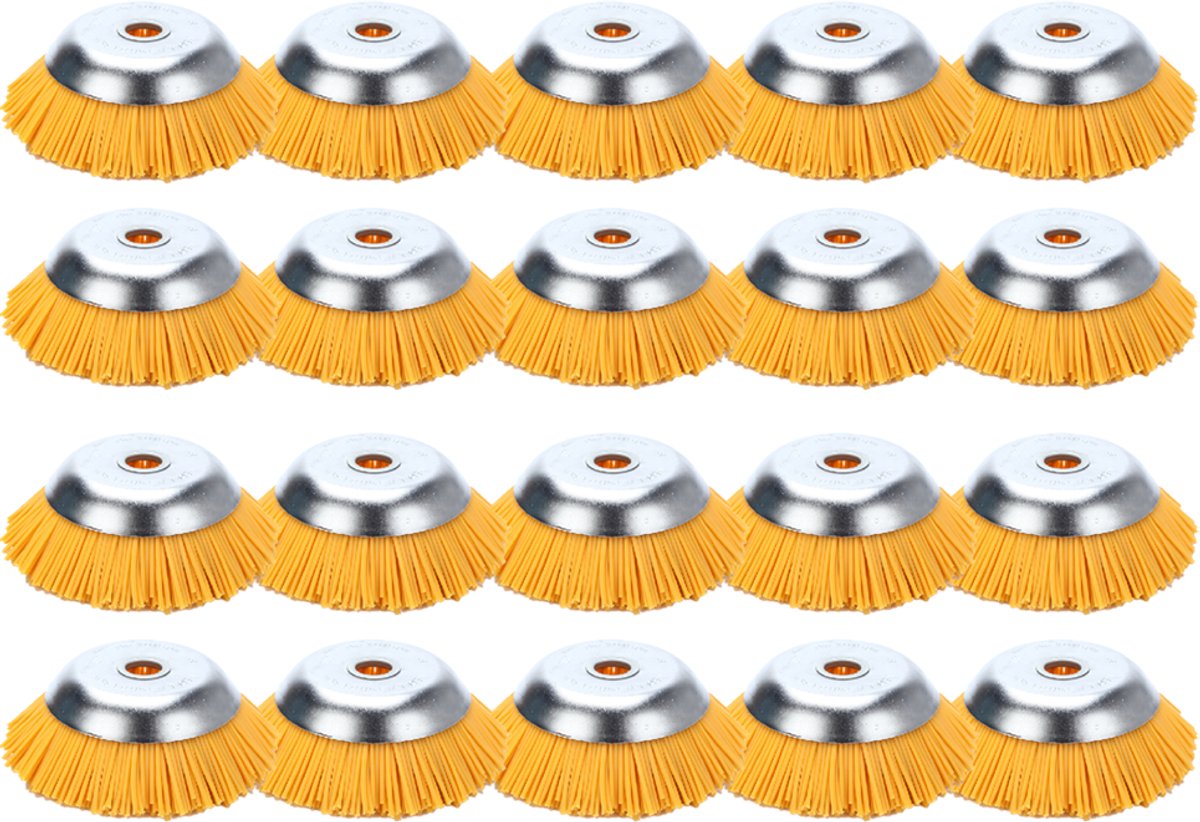 Kibani nylon universele onkruidborstel - 20 cm - per 20 - inclusief vulring - onkruidverwijderaar – bosmaaier - tuingereedschap