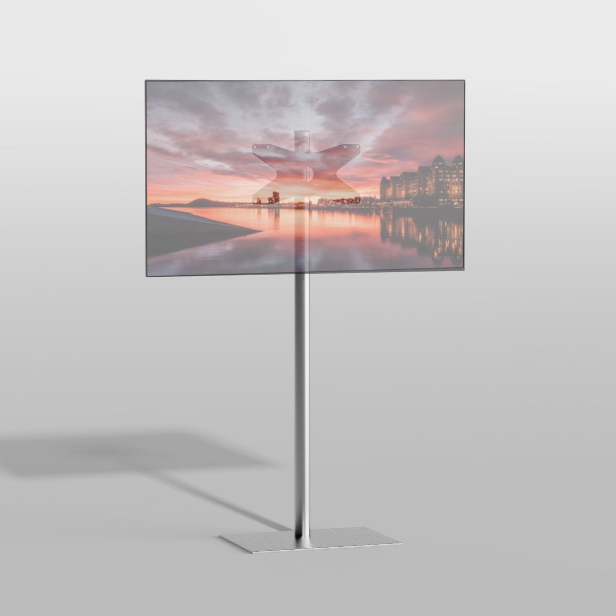 TV vloerstatief SQUARE 150 Design Tv standaard Trendy geborsteld RVS 32-65” - VESA 400x200