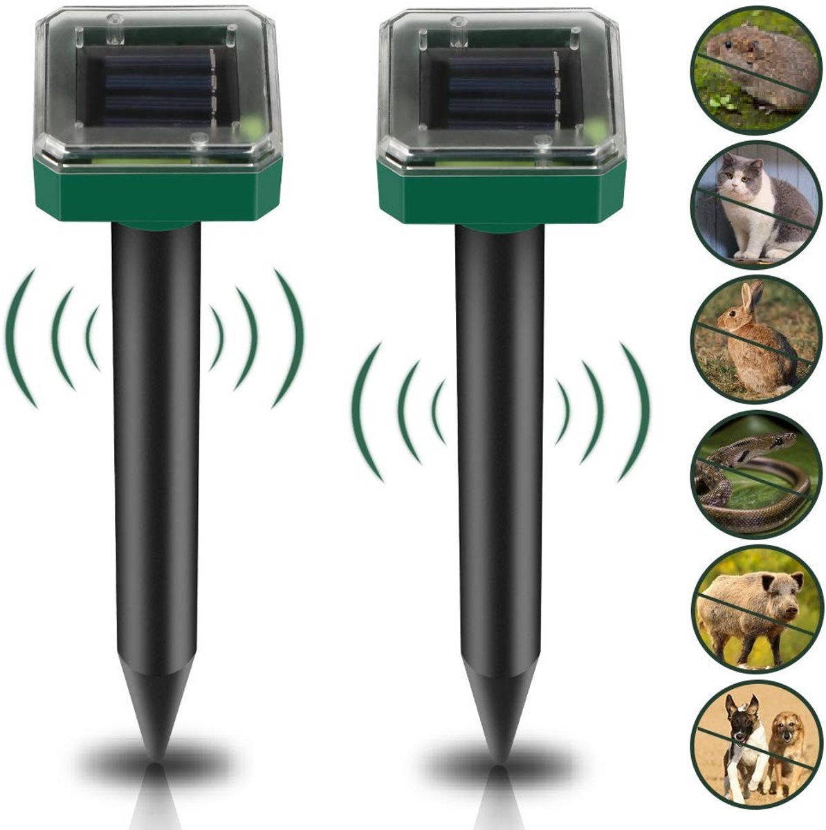 Dailygoods - 2 Stuks Zonne-energie Mollenverjager, Ultrasone Ongediertebestrijding