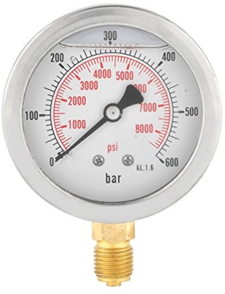 Dailygoods - Dailygoody - Hydraulische Drukmeter - Meting 0-600 Bar - Compact en Betrouwbaar - G 1/4" 63mm - Nauwkeurige Metingen - Ideaal voor Professioneel Gebru...