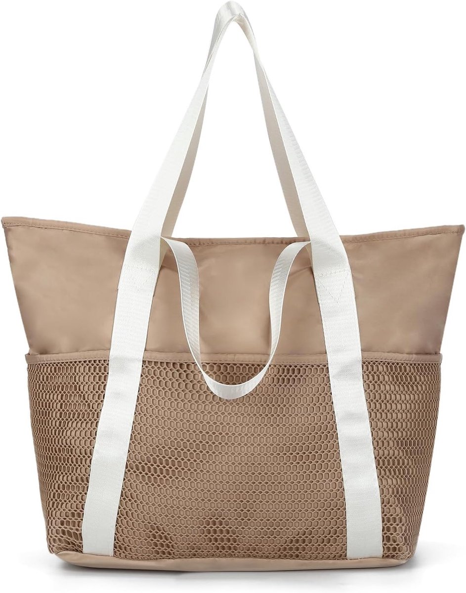 Grote Net Tote Bag voor Vrouwen, Ideaal als Strandtas, Hobo Bag en Schoudertas voor Vakantie en Reizen