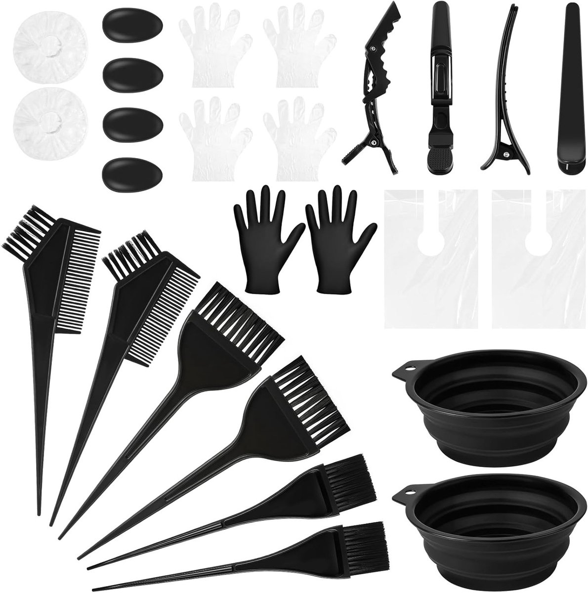 Haarkleurset met 26 Stukken, Inclusief Kam, Weegschaal, Handschoen en Borstel voor Salons en Thuisgebruik