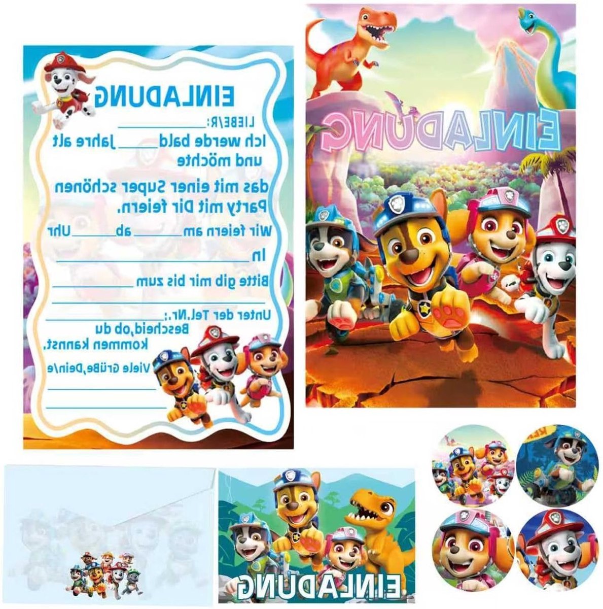 Feestelijke Verjaardagsuitnodigingen voor Kinderen, 12 Kaarten met Enveloppen en Stickers voor Themafeesten, Perfect voor Verjaardagsfeestjes