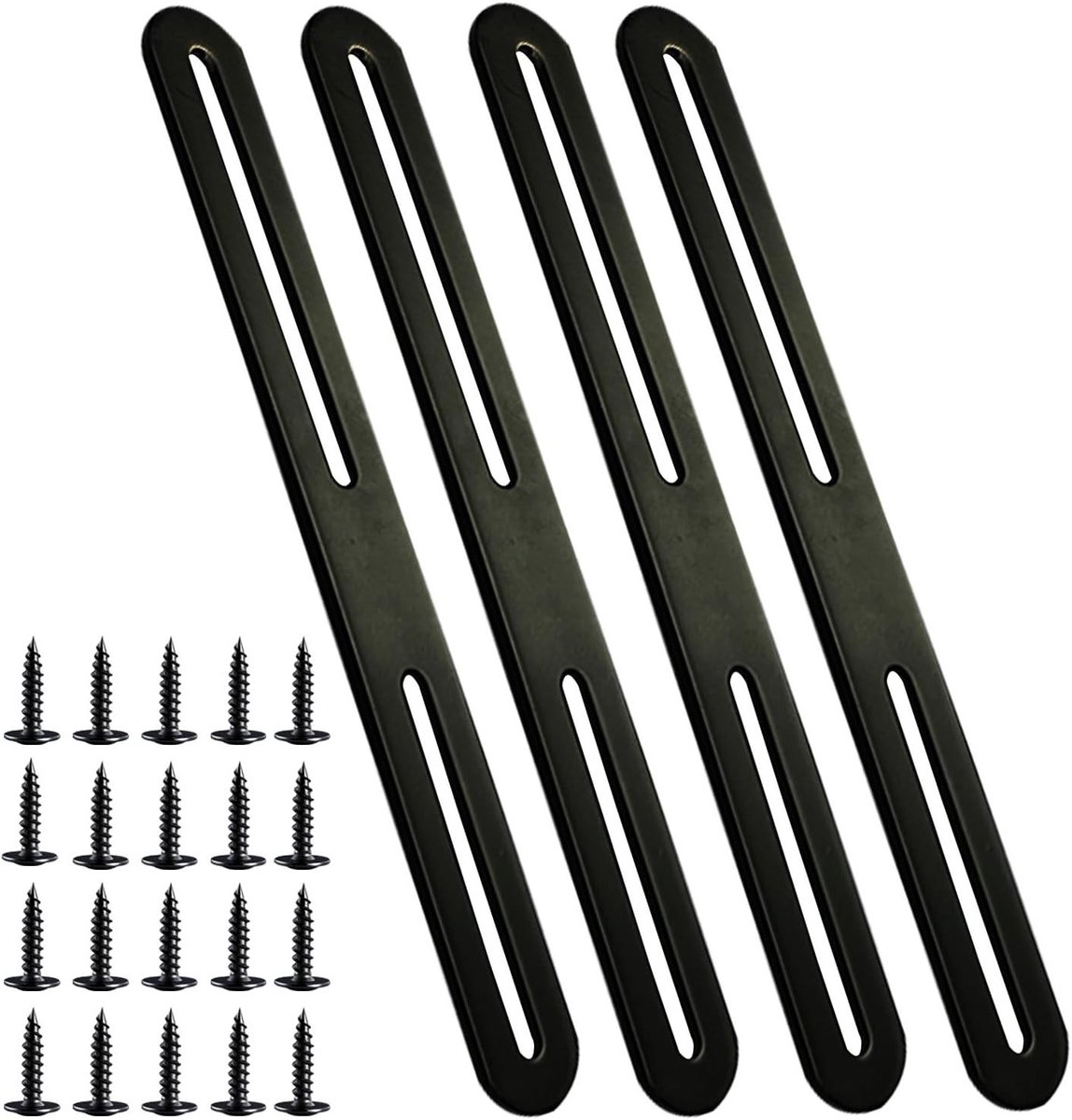 Flat Connector 360x24mm voor Houten Meubelreparatie - Rvs, Lang Gat, Geborsteld Afwerking, Set van 4 Stuks