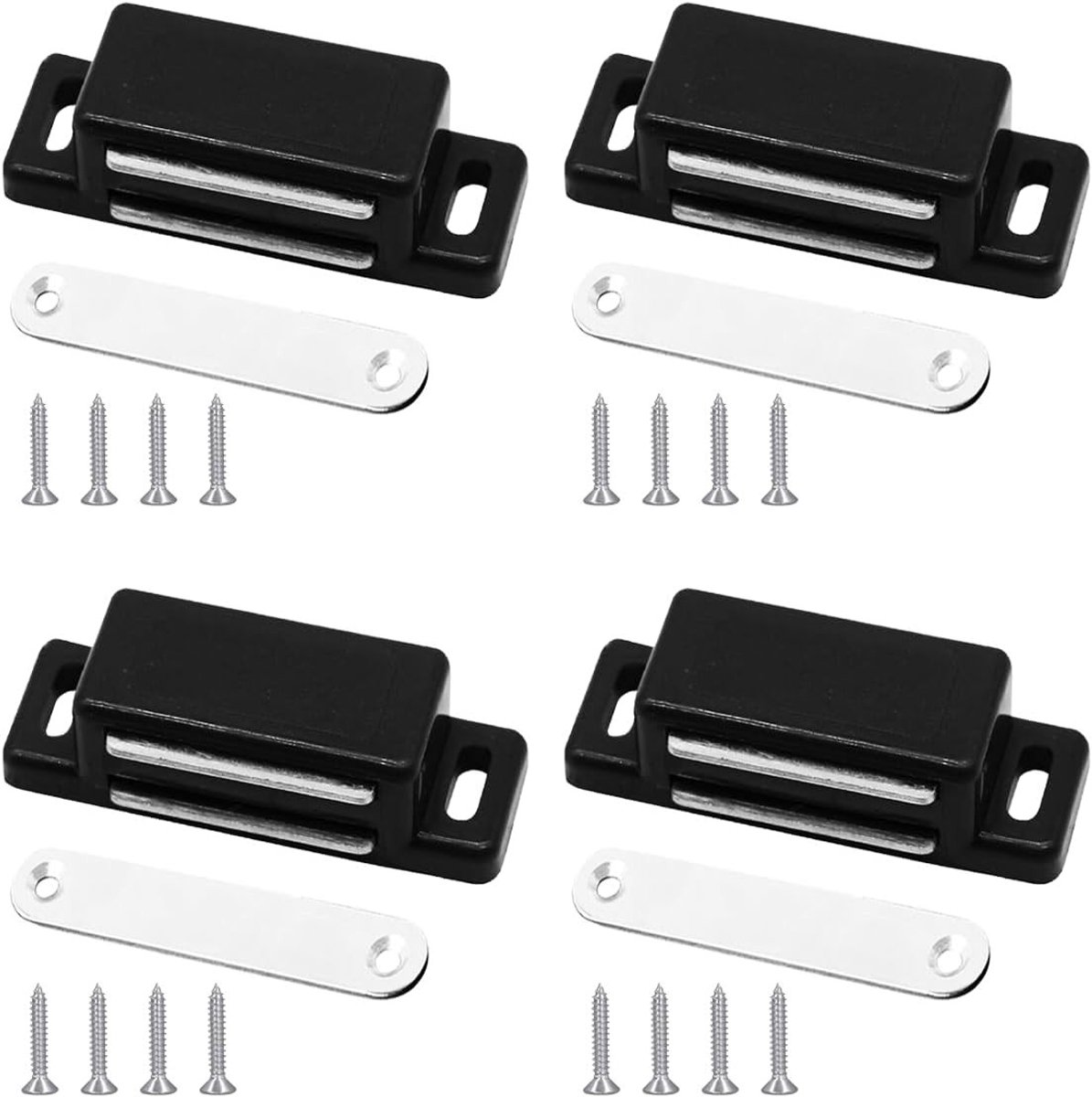 Set van 4 Magnetische Deursluiters voor Keukenkastjes en Lades, Inclusief 16 Schroeven, Ideaal voor Veilig Sluiten van Kasten en Deuren