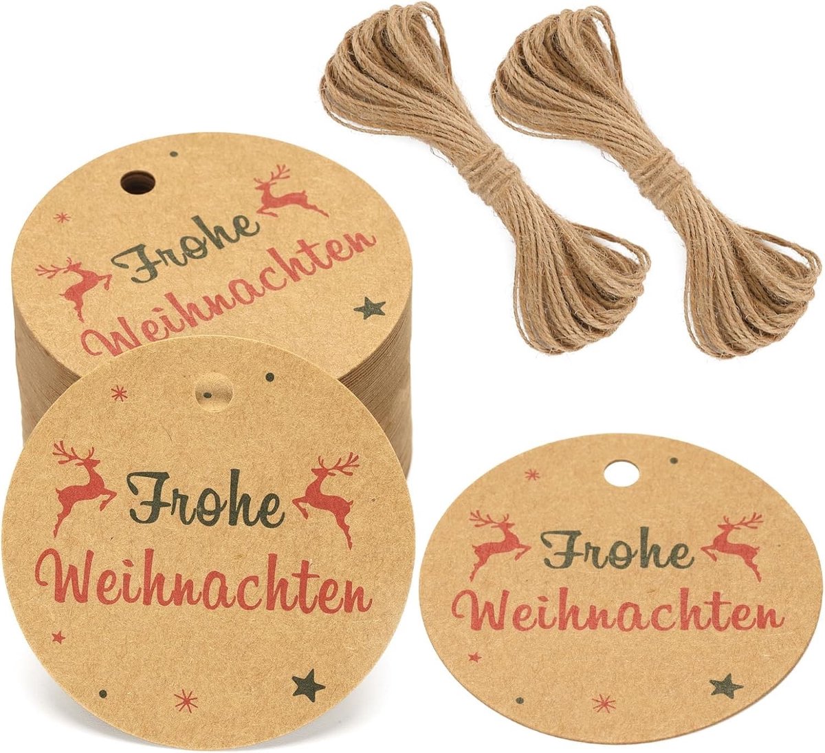 Dailygoody - Kerstcadeauhangers - Kerstlabels - Vrolijk en betaalbaar - Bruin - Cadeau etiketten - Perfect voor decoratie - 100 stuks