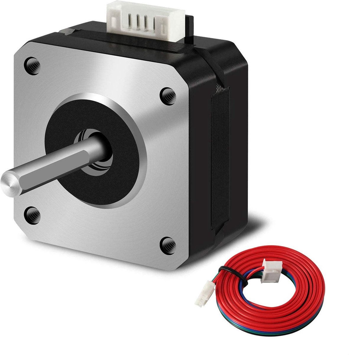 Dailygoody - Nema 17 Stappenmotor - Stappenmotor 4-fasen - Hoog koppel - 42 x 23 mm - Voor 3D printer - Inclusief verlengkabel