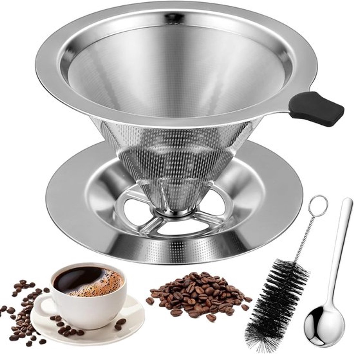 Herbruikbare koffiefilter van roestvrij staal - Dubbellaags filter voor heerlijke koffie