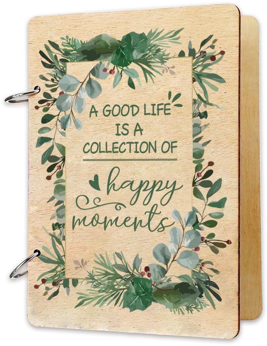 Dailygoods - Dailygoody - Houten Blad Bindmiddel - Wenskaart Organizer - Groene Blad Krans - Fotoalbum Opbergdoos - Kaart Aandenken - Geschikt voor Card Lovers - 1