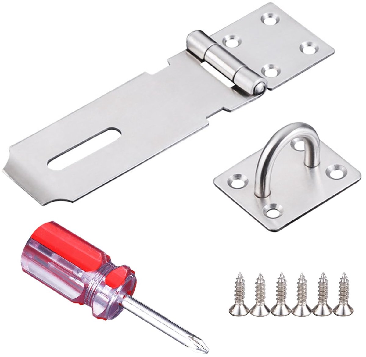 Dailygoods - Set van 4 Roestvrijstalen Deurvergrendelingen met Schroevendraaier