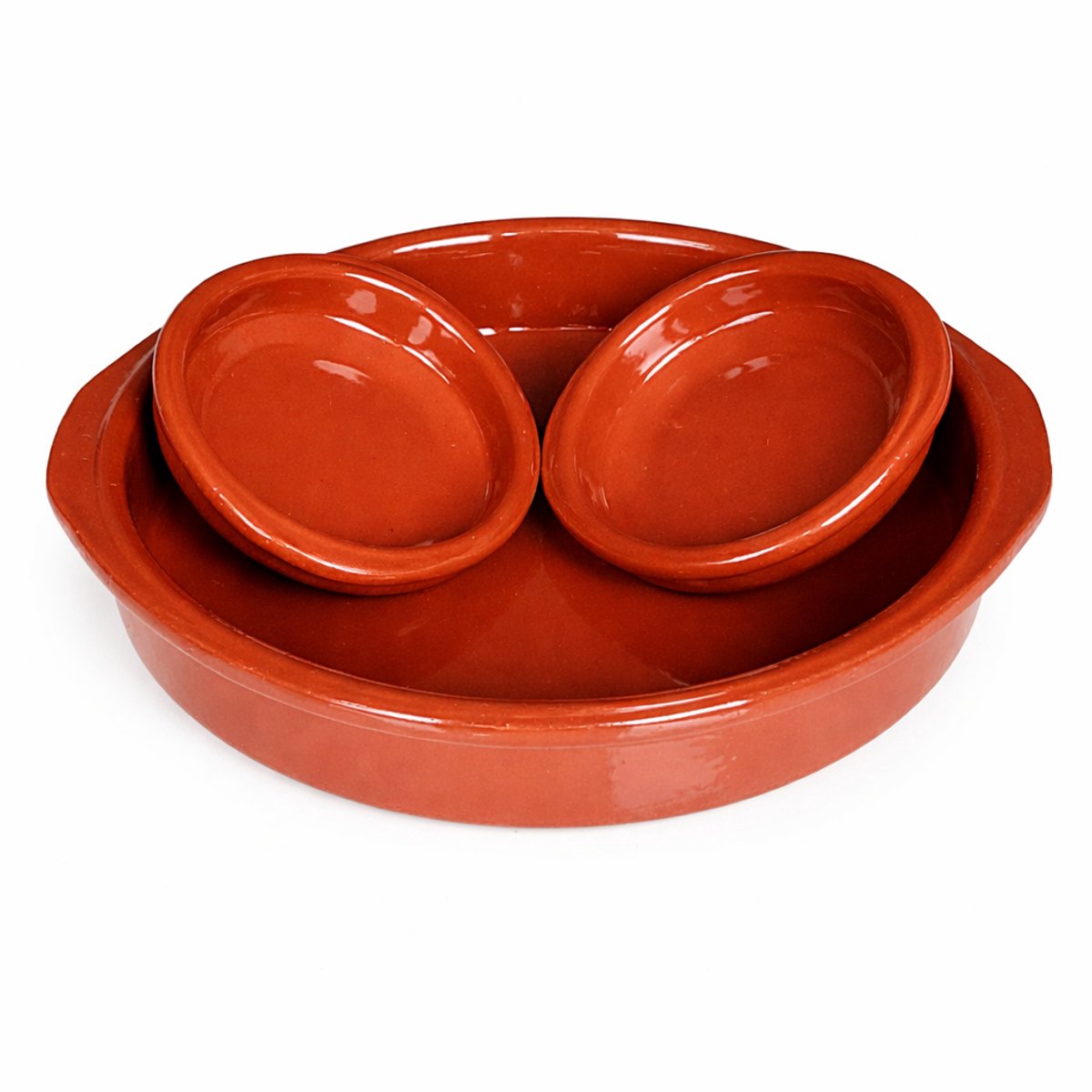 Tapas Schaaltjes Set – 3-delig (22 cm + 2x 8 cm) – Ovenschaal & Serveerschaal – Authentiek Spaans Aardewerk – Moederdag Cadeau