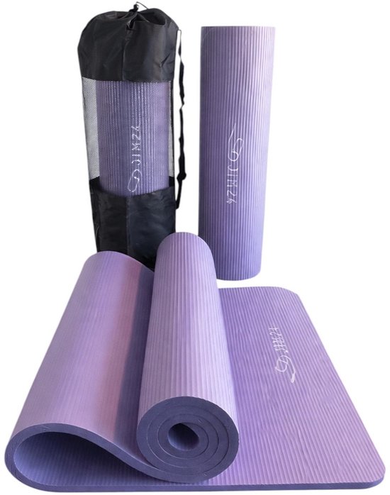 Jim24 Yogamat - Yoga Mat Extra Dik - 15 mm - Fitness Mat - Sport Mat - Antislip - Slijtvast - Incl. Draagtas - Paars