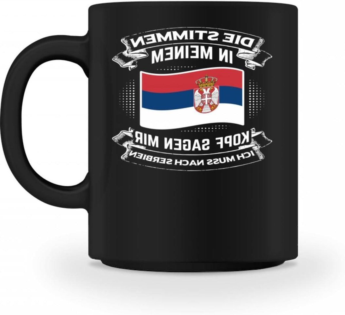 Servië Mok - Koffiebeker - Dagelijks Gebruik - Exclusief Ontwerp - 375 ml - Wit