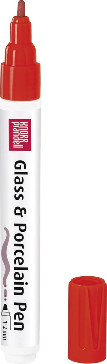 Kleurpen - Porselein Stift - Gladde Oppervlakken Decoreren - Op Waterbasis Glanzend - 1-2 mm Lijnbreedte - Rood