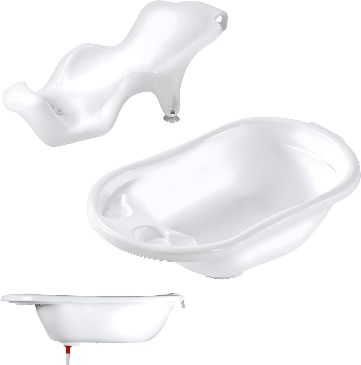 Babybad XL - Babybadje met hangmat - Veilig Baden - Ergonomische antislip - 82 x 50 x 22 cm - Wit