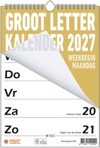 MGPcards - Grootletter kalender - 2027 - Week begint op maandag - 21 x 34 cm - Oker
