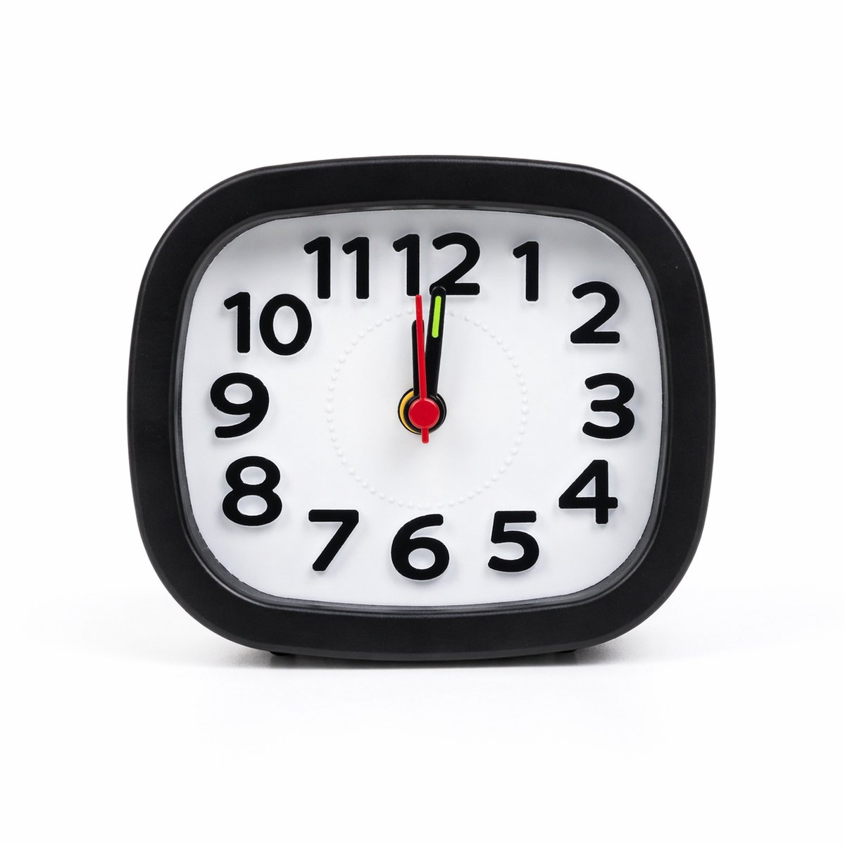Analoge Wekker – Compacte Decoratieve Tafelwekker – Instelbaar Alarm – Klassiek Tikkend Geluid – Duidelijke Grote Cijfers – Batterij Inbegrepen – Rechthoek – Zwart