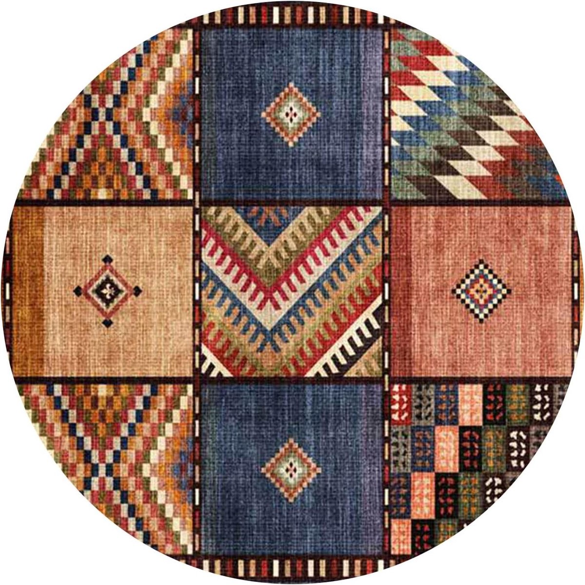 Rond Vloerkleed - Decoratie Tapijt - Woonkamer Inrichten - Laagpolig Zacht - ø160cm - Brui
