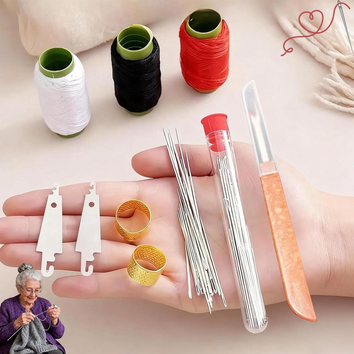 Naainaaldenset - Naaiset Handnaaien - Kleding Repareren - Divers Naaldassortiment - 34 stuks - Zilver