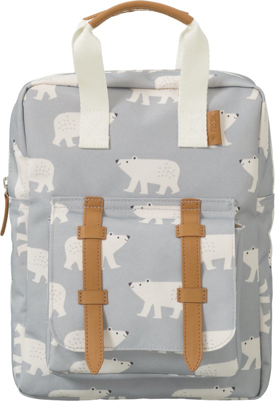 Fresk Kleine Rugzak voor kinderen 2-4 jaar - 4,7 L - Schooltas Kind Unisex - Verstelbare Schouderbanden - Waterafstotende Rugtas - Lichtgrijs - Polar Bear