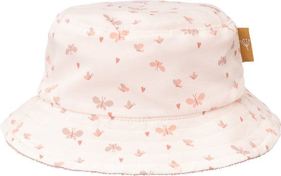 Fresk UV 50+ Zonnehoed voor kinderen 86 – Beschermende Reishoed – Hoofdbescherming Meisjes - Creme - Butterflies