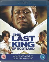 De Blu-ray hoes toont Forest Whitaker, James McAvoy met een pistool, en een vrouw met gevlochten haar.