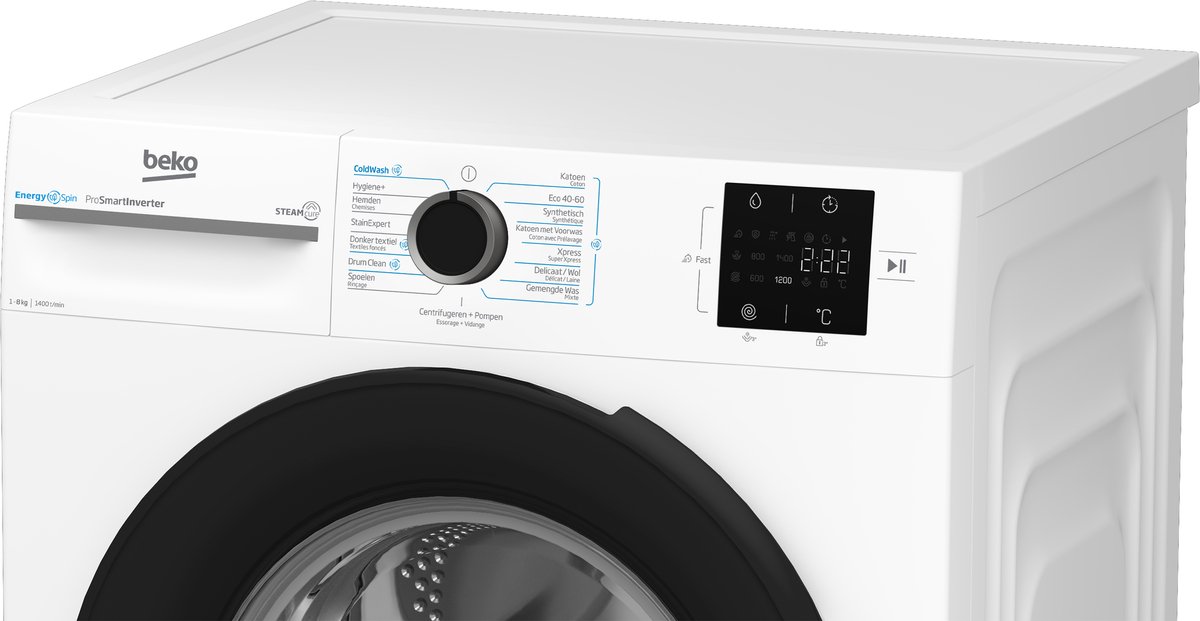 Beko b300 BM3WFT3841W wasmachine Voorlader 8 kg 1400 RPM Wit — afbeelding 3