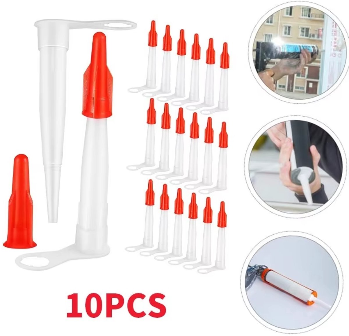 Actie4you® - Spuitmond - Siliconen spuitmond - Vervangende spuitmond - Afsluitdop – Kitspuit Dop – 10 stuks