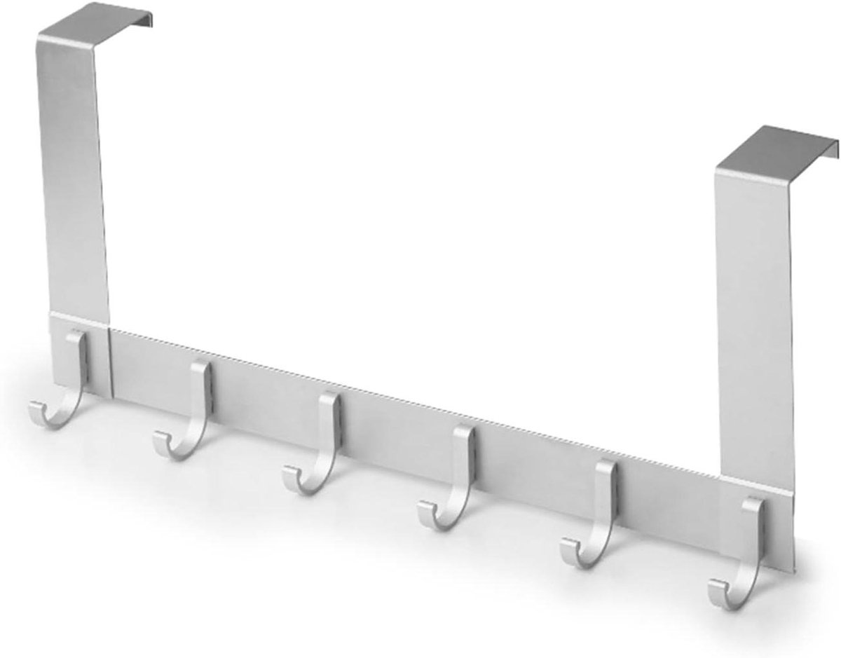 Over de Deurhaak - Handdoekrek Deurhaken - Opbergen van Kleding - 6 Aluminium Haken - 35-4