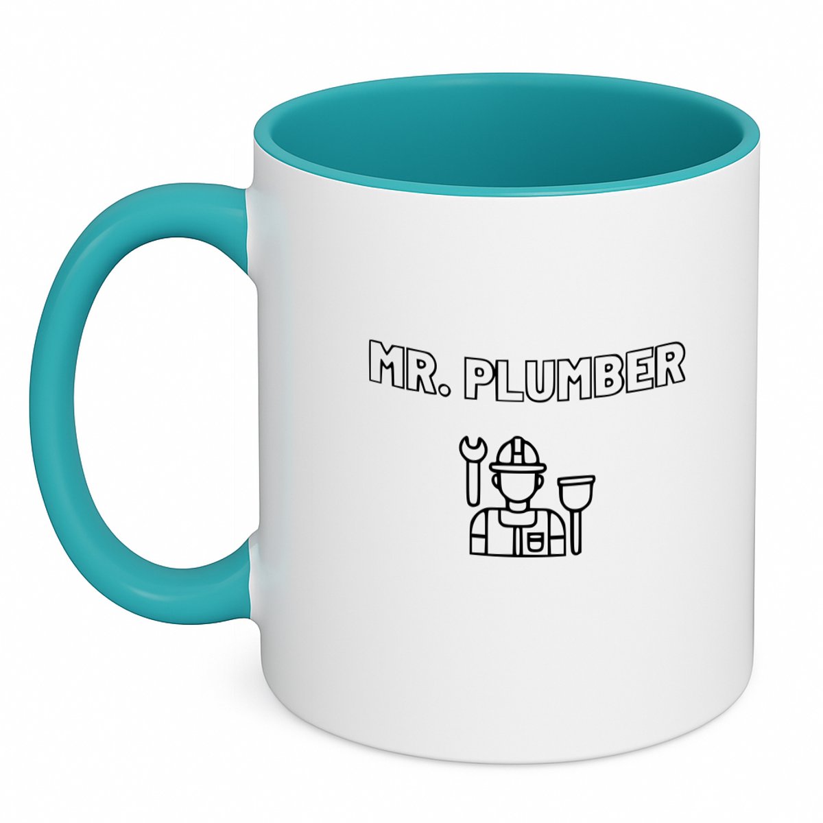 Hacebo® - Loodgieter MR. plumber koffiebeker turquoise - Loodgieter - Familie vrienden collega - thee mok - koffie beker - Cadeau - koffiemok - 350 ML inhoud