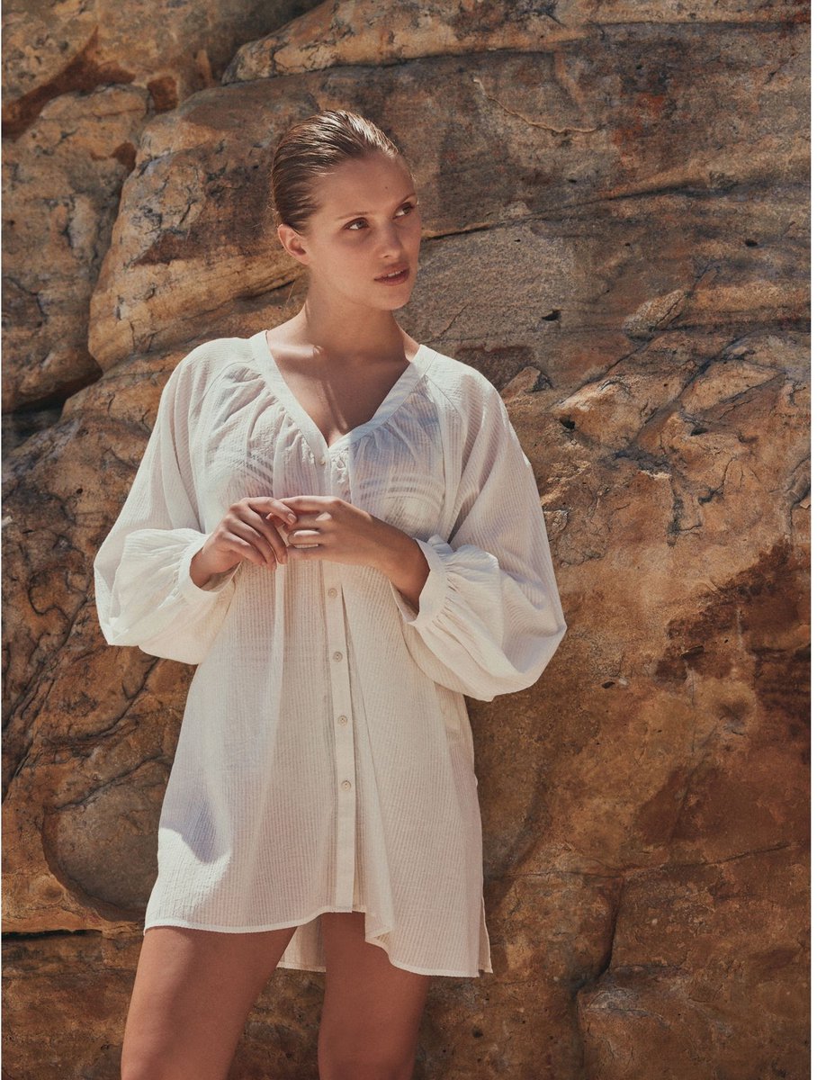 Next - Dames - Ruimvallend strandshirt - Wit