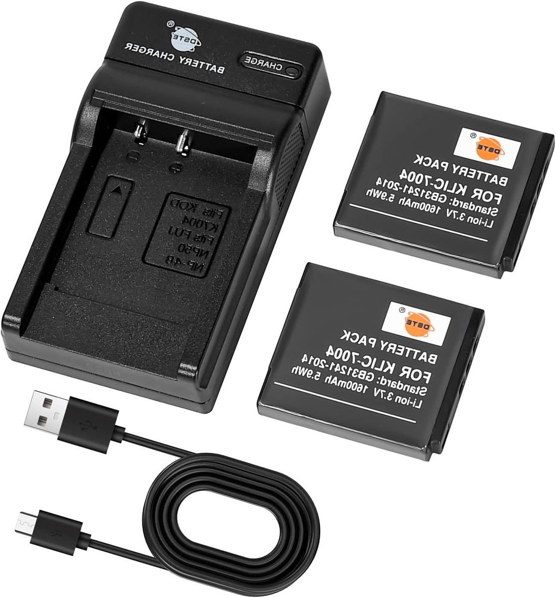 Camera Accu Set - Batterij Oplader - Foto's Maken - Hoge Capaciteit - 2 stuks - Zwart