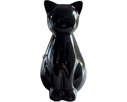 Kattenurn Zwarte Kat – 850 ml – Keramiek Hoogglans – Handgemaakt – Dierenvorm – Zwart
