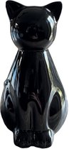 Kattenurn Zwarte Kat – 850 ml – Keramiek Hoogglans – Handgemaakt – Dierenvorm – Zwart