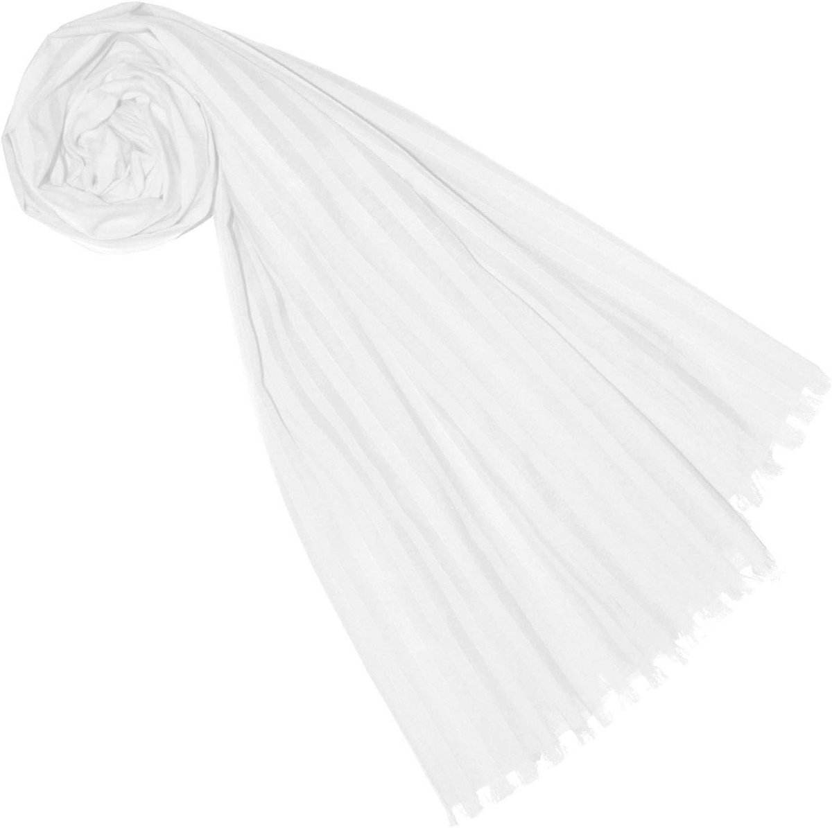 Dames Sjaal - Luxe Accessoire - Stijlvol Afmaken - Fijne Katoen Zijde - 55 x 180 cm - Wit