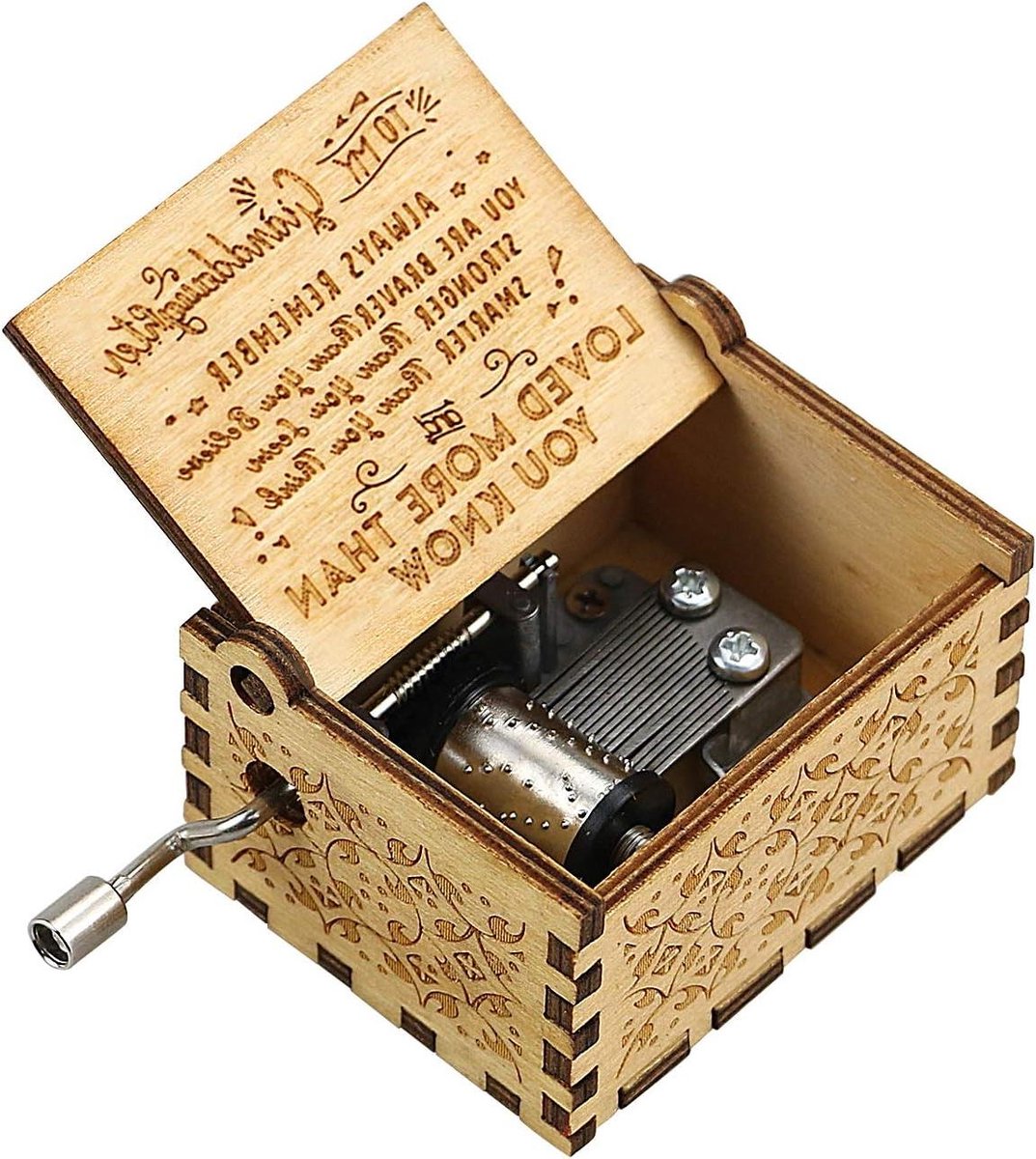 Muziekdoos Hout - Handslinger Melodie - Ontspanning Creëren - Batterijvrij Ontwerp - 6.5 cm - Natuurlijk Hout