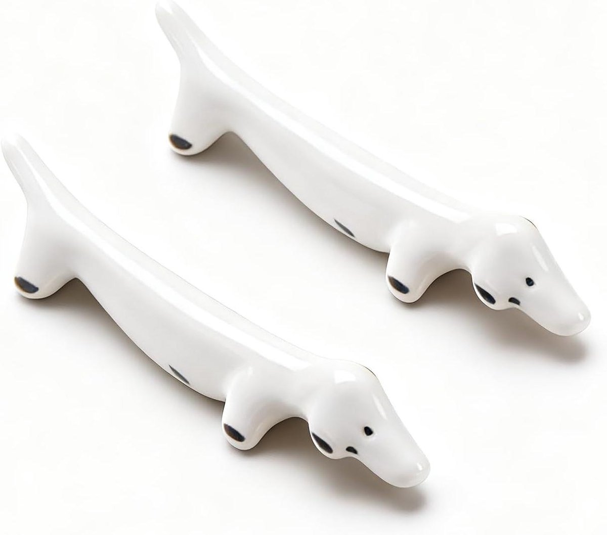 Keramische Stokjeshouders - Hond Vorm - Tafel Decoratie - Duurzaam Materiaal - 4 Stuks - Wit