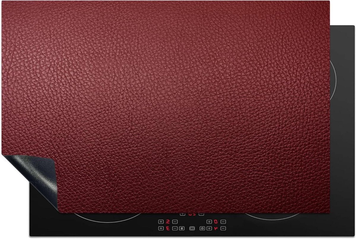 Inductie Beschermer - Kookplaat Mat - Keuken Werkruimte - Lederlook Print - 81x52 cm - Rood