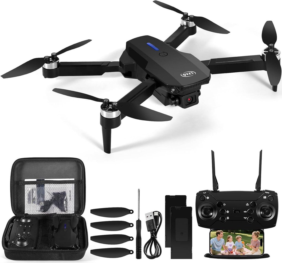 Drone met camera - Beginner drone - Fotografie en video - Obstakelvermijding - 1080p HD - Zwart