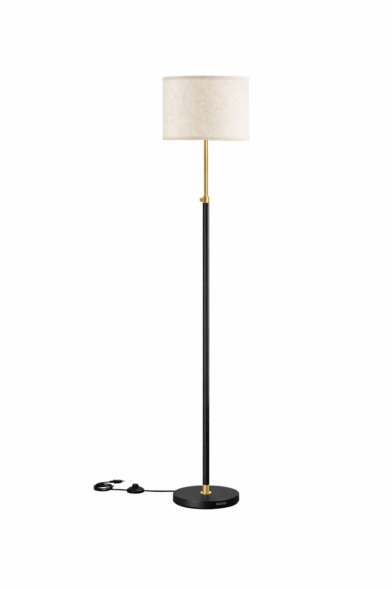 Sello! vloerlamp – leeslamp – staande lamp – voetknop - woonkamer – incl. 9w ledlamp – in hoogte verstelbaar – zwart – beige